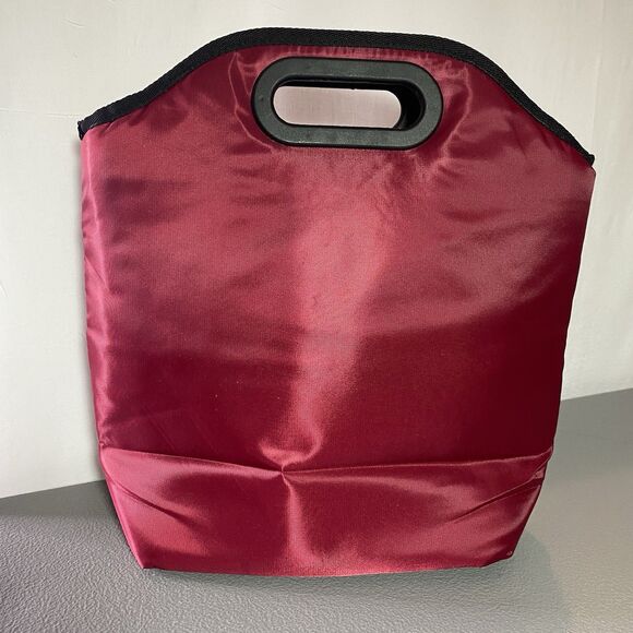 BEBE Tanya Lunch Bag Insulated Zippered Pocket Top Handle Red - Picture 5 of 13